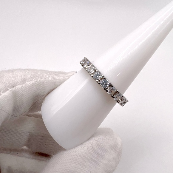 Sale $20 Firm! .925 Sterling Silver Round Cz Eternity Band - Picture 4 of 13